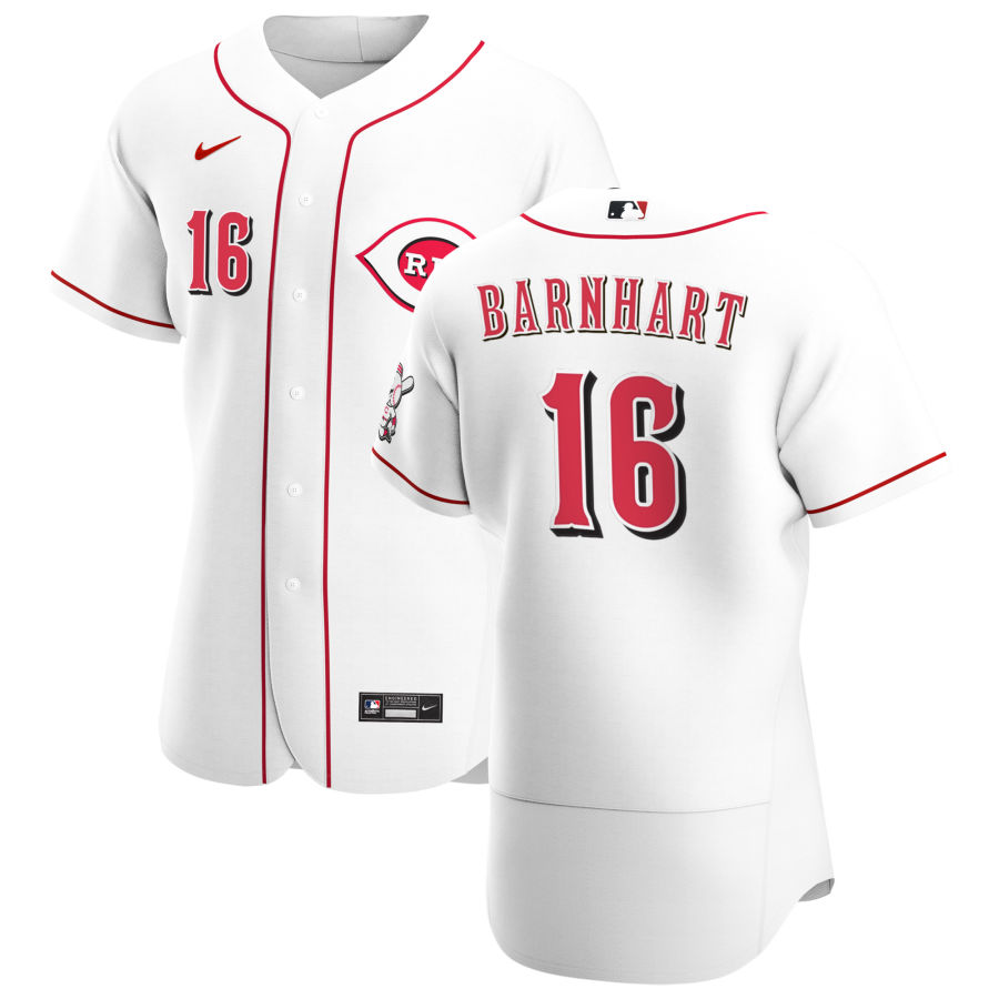Cincinnati Reds 16 Tucker Barnhart Men Nike White Home 2020 Authentic Player MLB Jersey